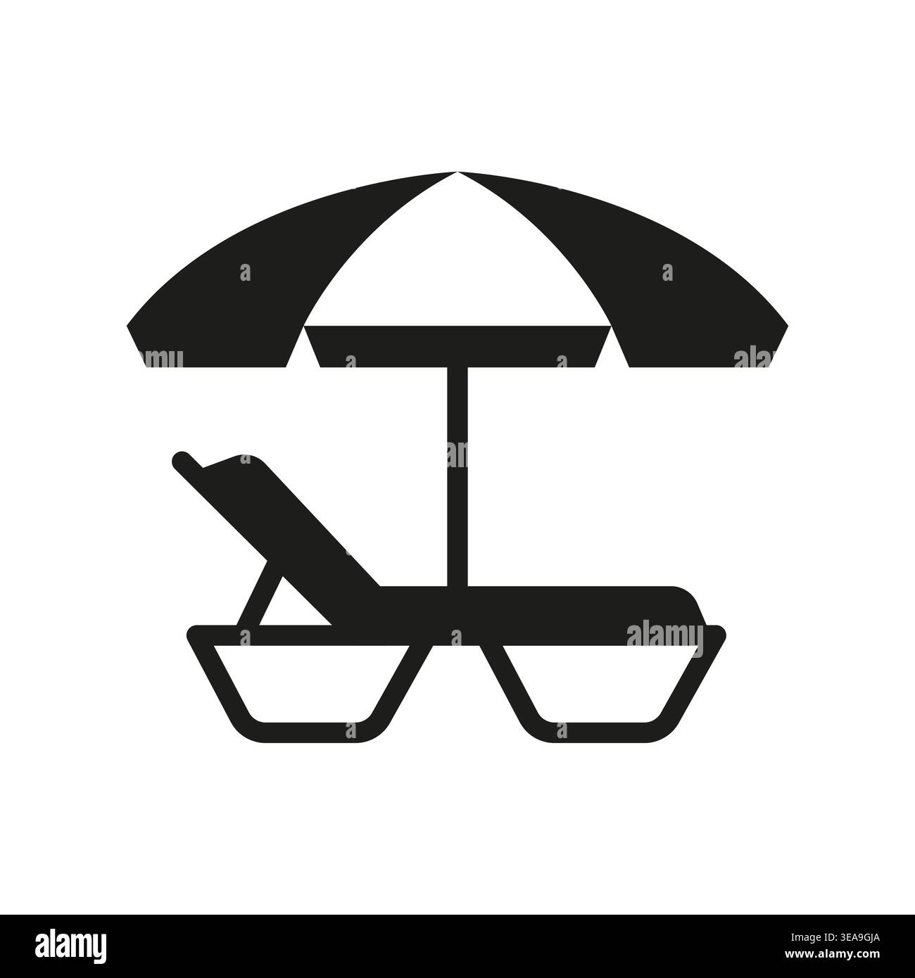 Beach Umbrella And Sunbed Icon Stock Vector