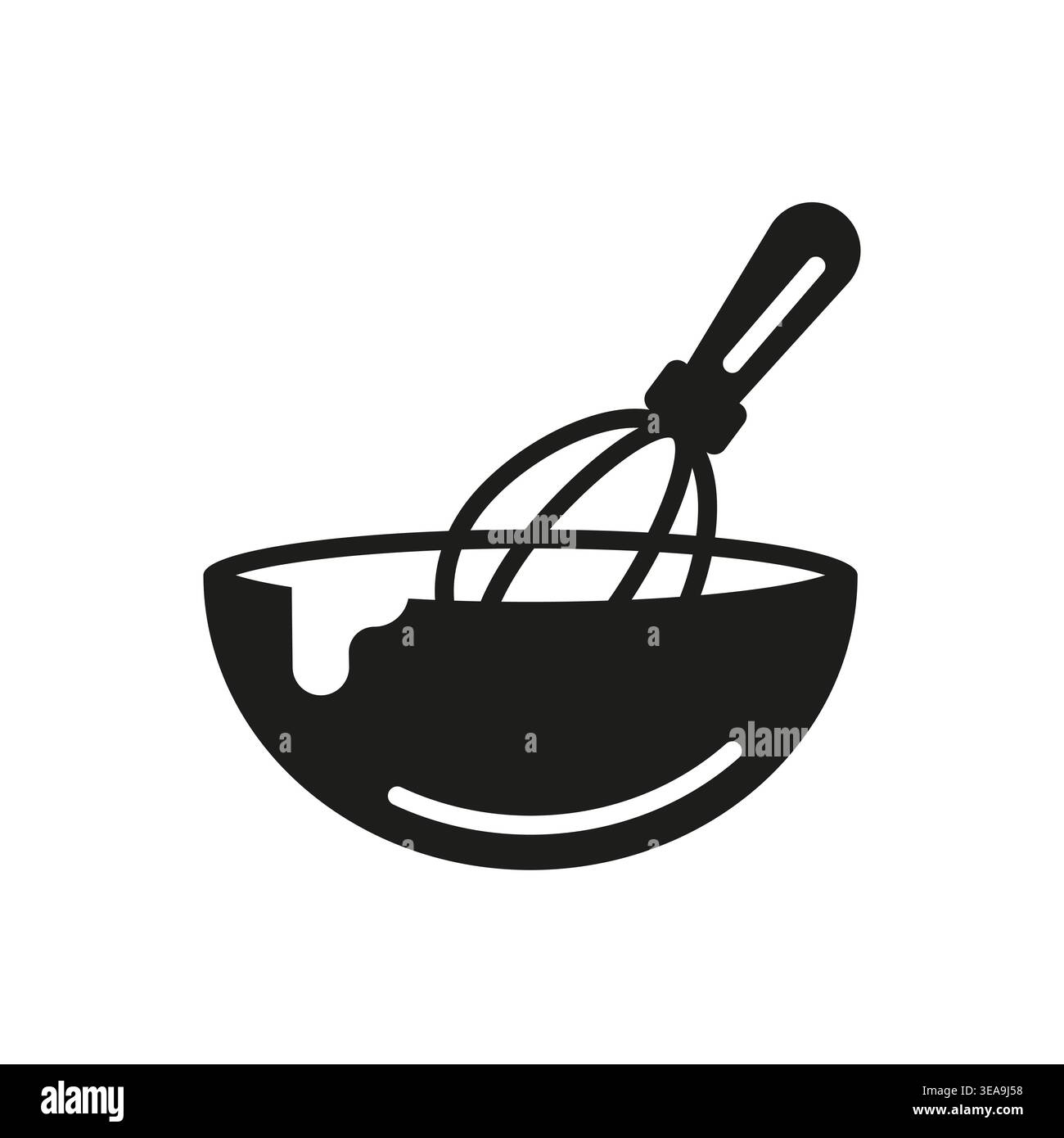 Mixing Bowl With Whisk Icon Stock Vector