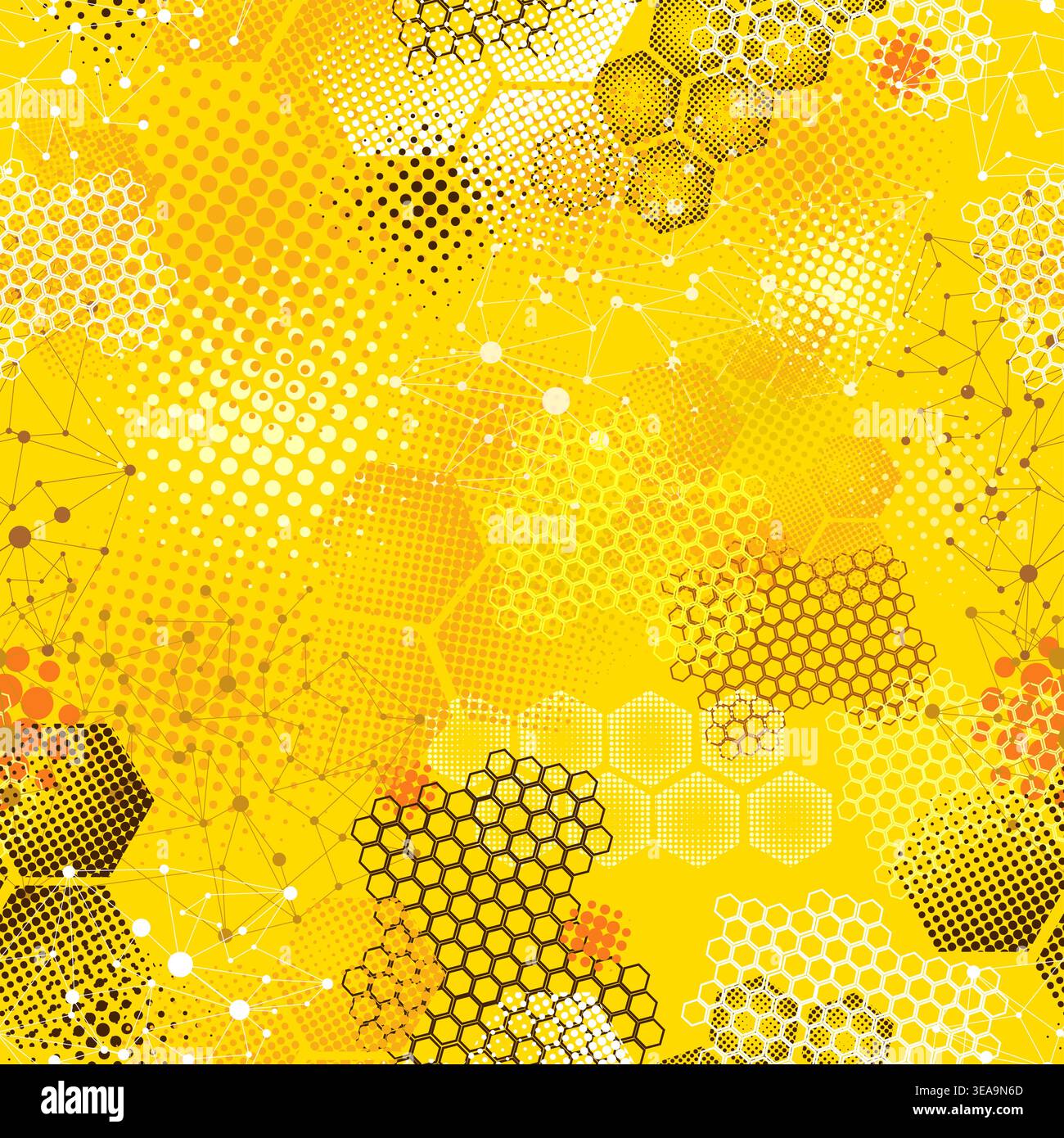 Seamless pattern with honeycombs . Hand drawn. Not AI, vector illustration. Stock Vector