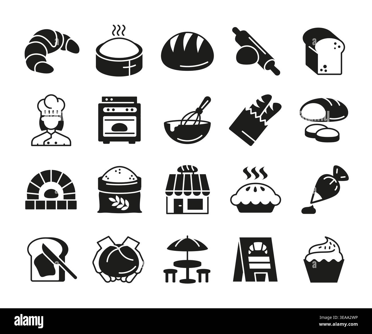 Bakery Bread Icons Set Stock Vector