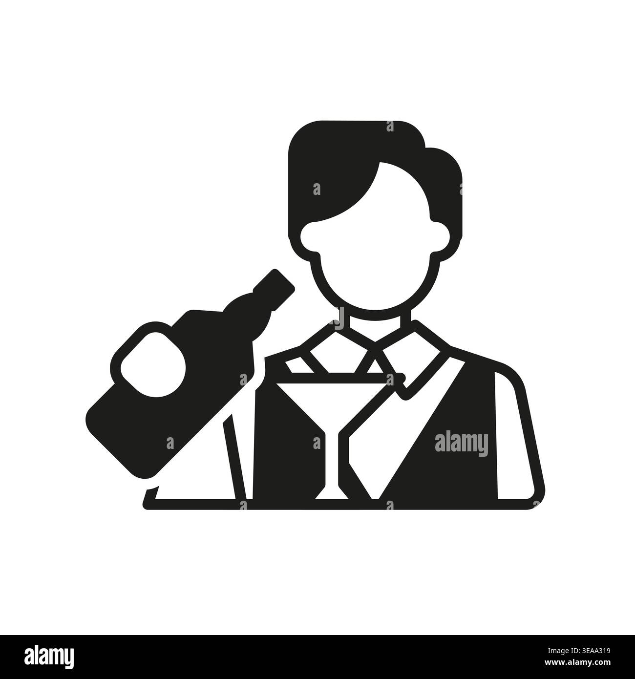 Bartender Serving Cocktail Icon Stock Vector