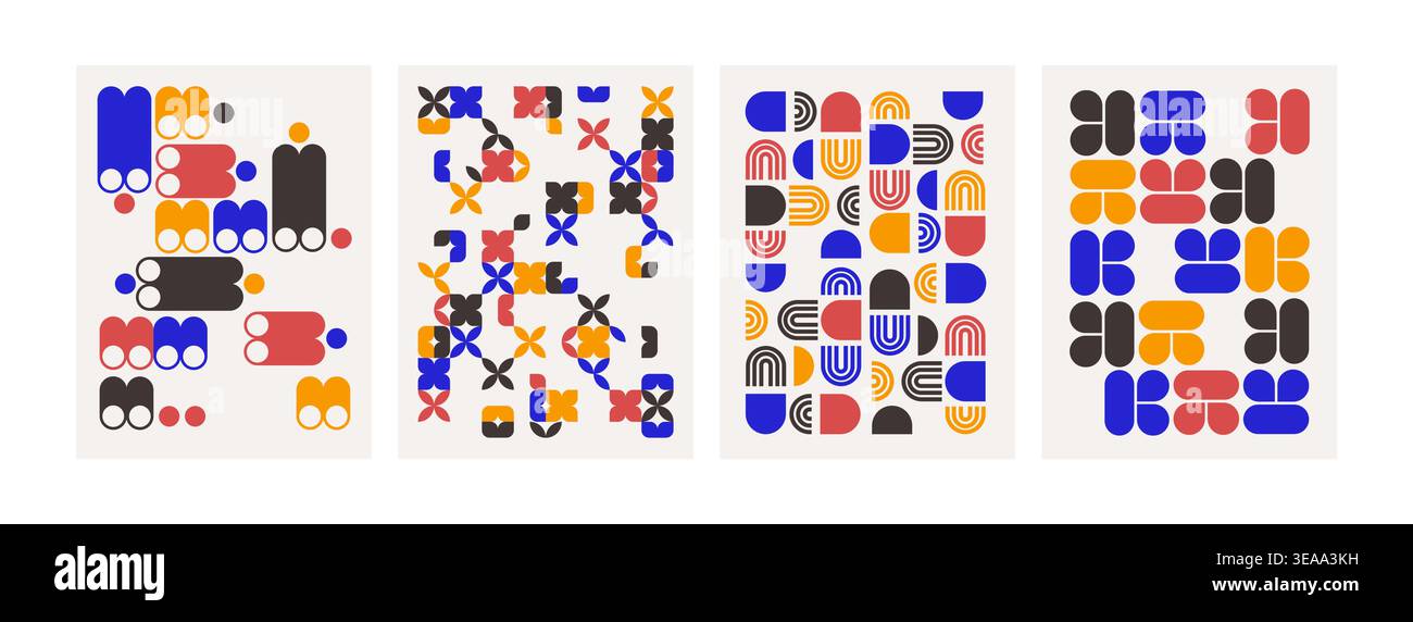 Color Brutalism Pattern Poster Stock Vector