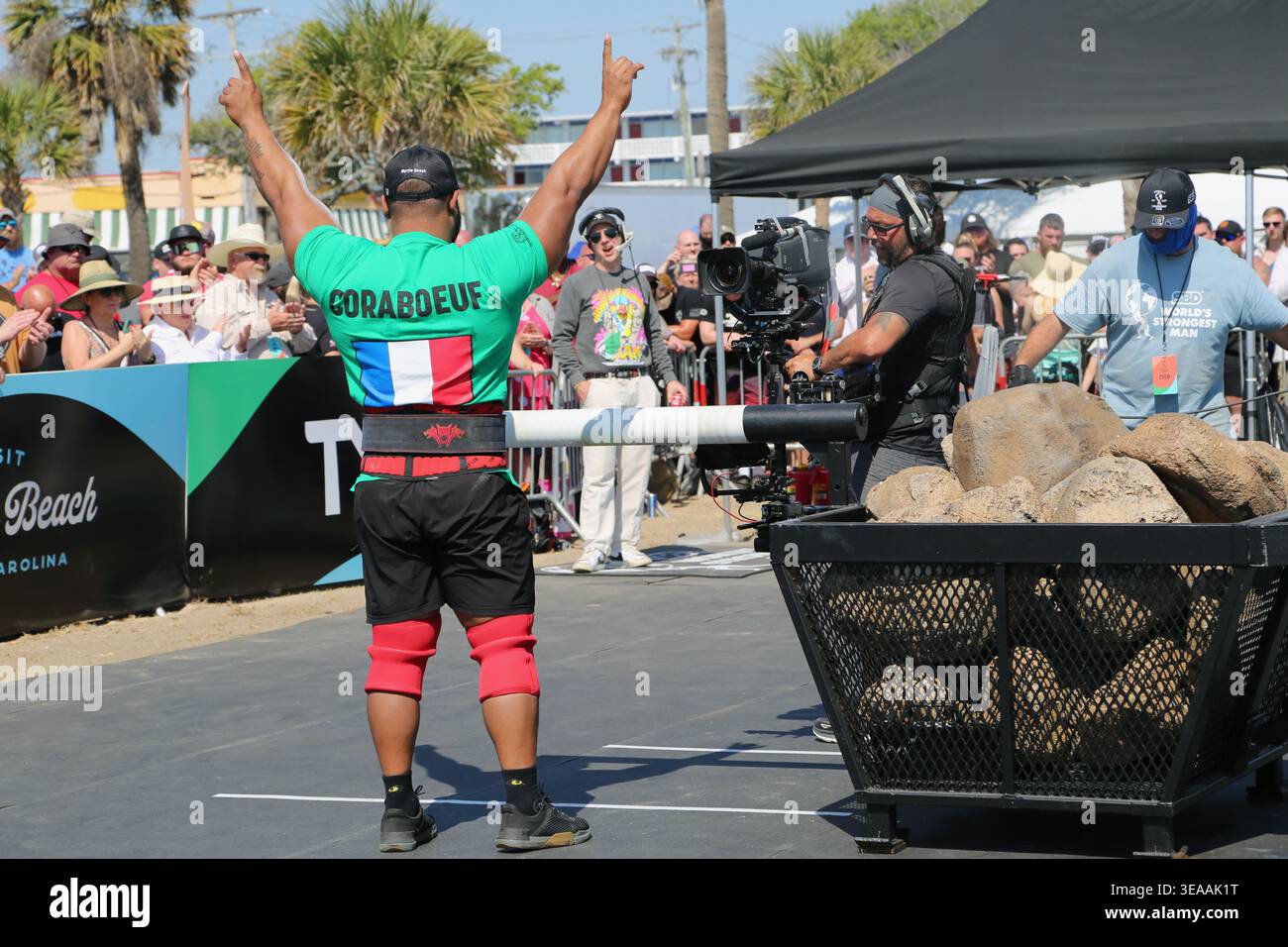 Jean-Stephen Coraboeuf acknowledging the crowd before competing in the ...