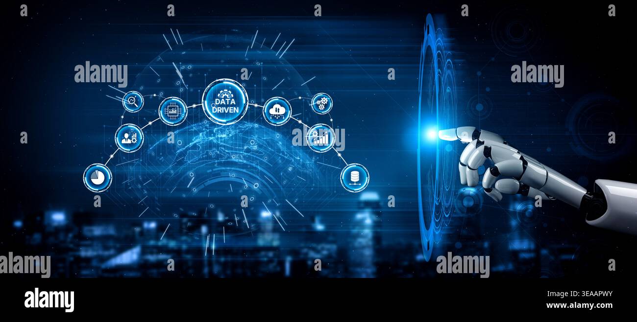 AI drives data-driven decisions with intelligent analytics, smart data visualization, and cloud-based tools that process, interpret, and guide strateg Stock Photo