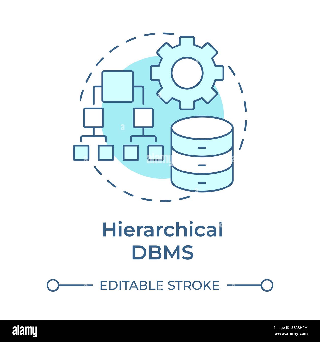 Hierarchical dbms soft blue concept icon Stock Vector