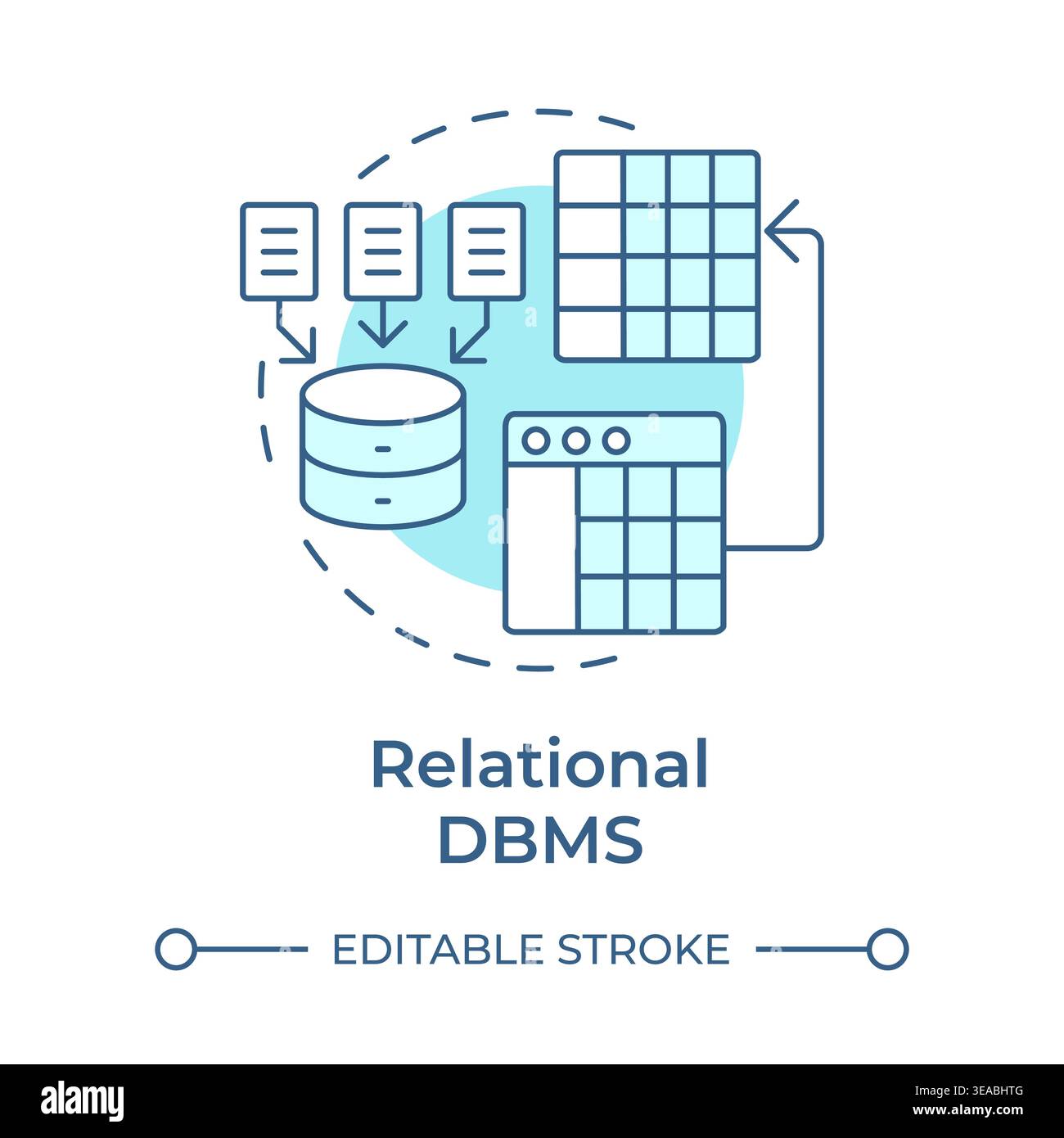 Relational dbms soft blue concept icon Stock Vector