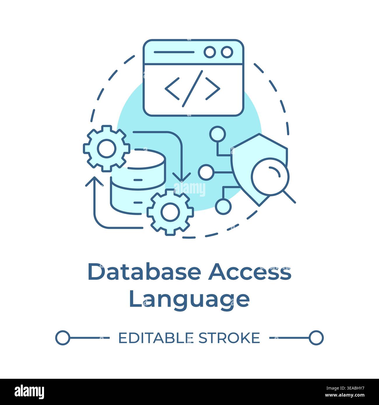 Database access language soft blue concept icon Stock Vector