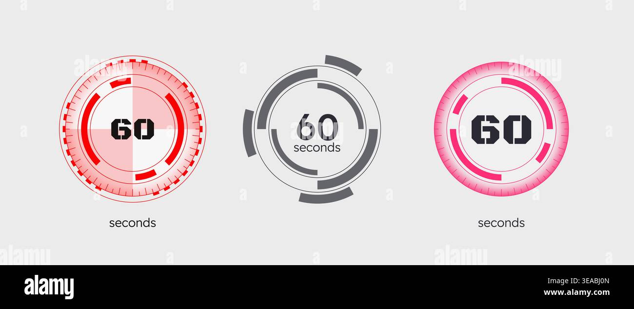 Segmented HUD scales circular countdown timer set Stock Vector