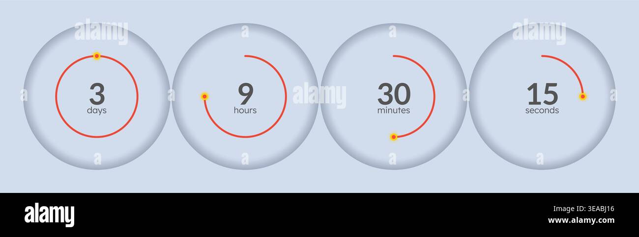 Orbit minimal circular countdown timer set Stock Vector