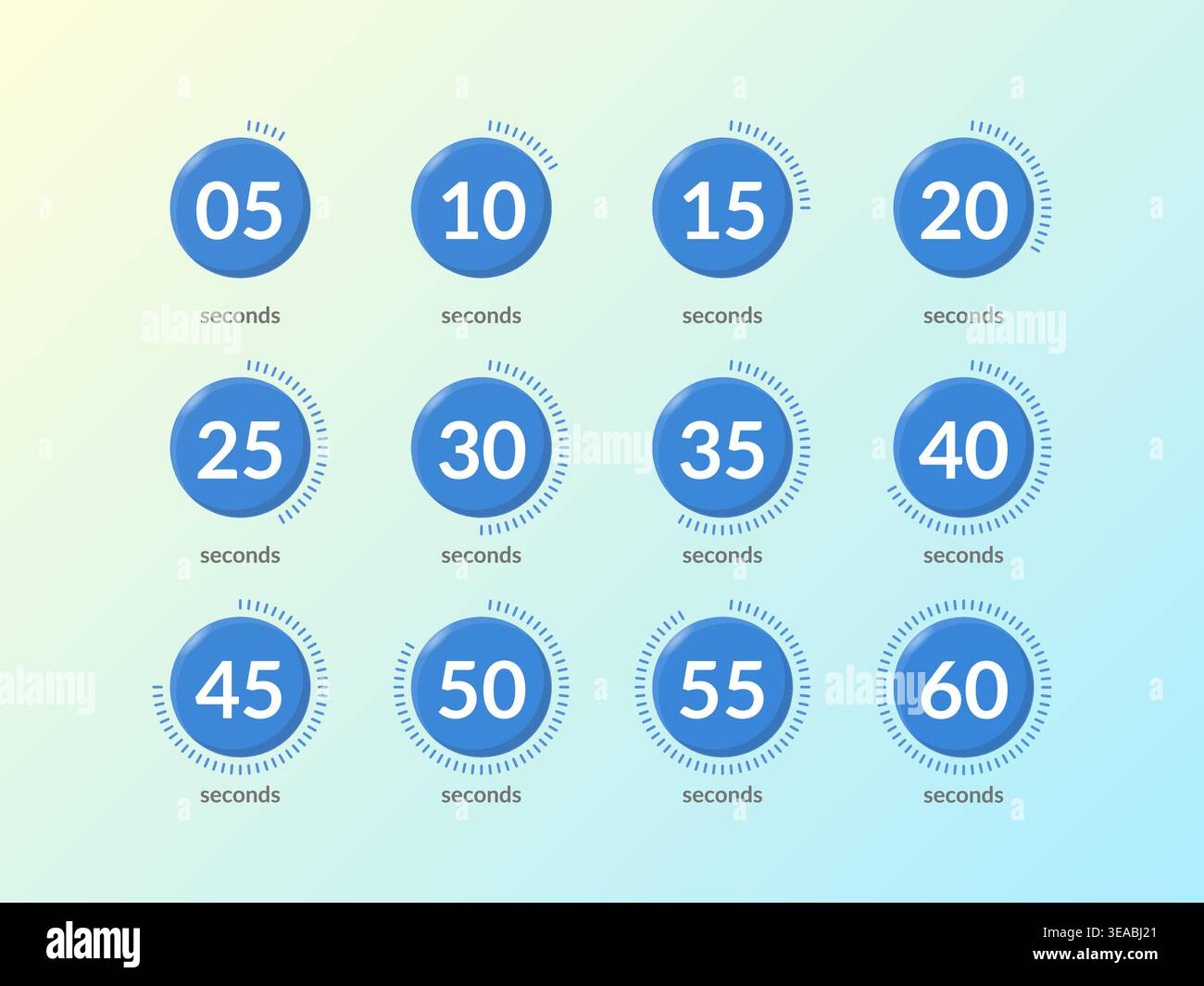 Green virtual circular countdown timer set Stock Vector