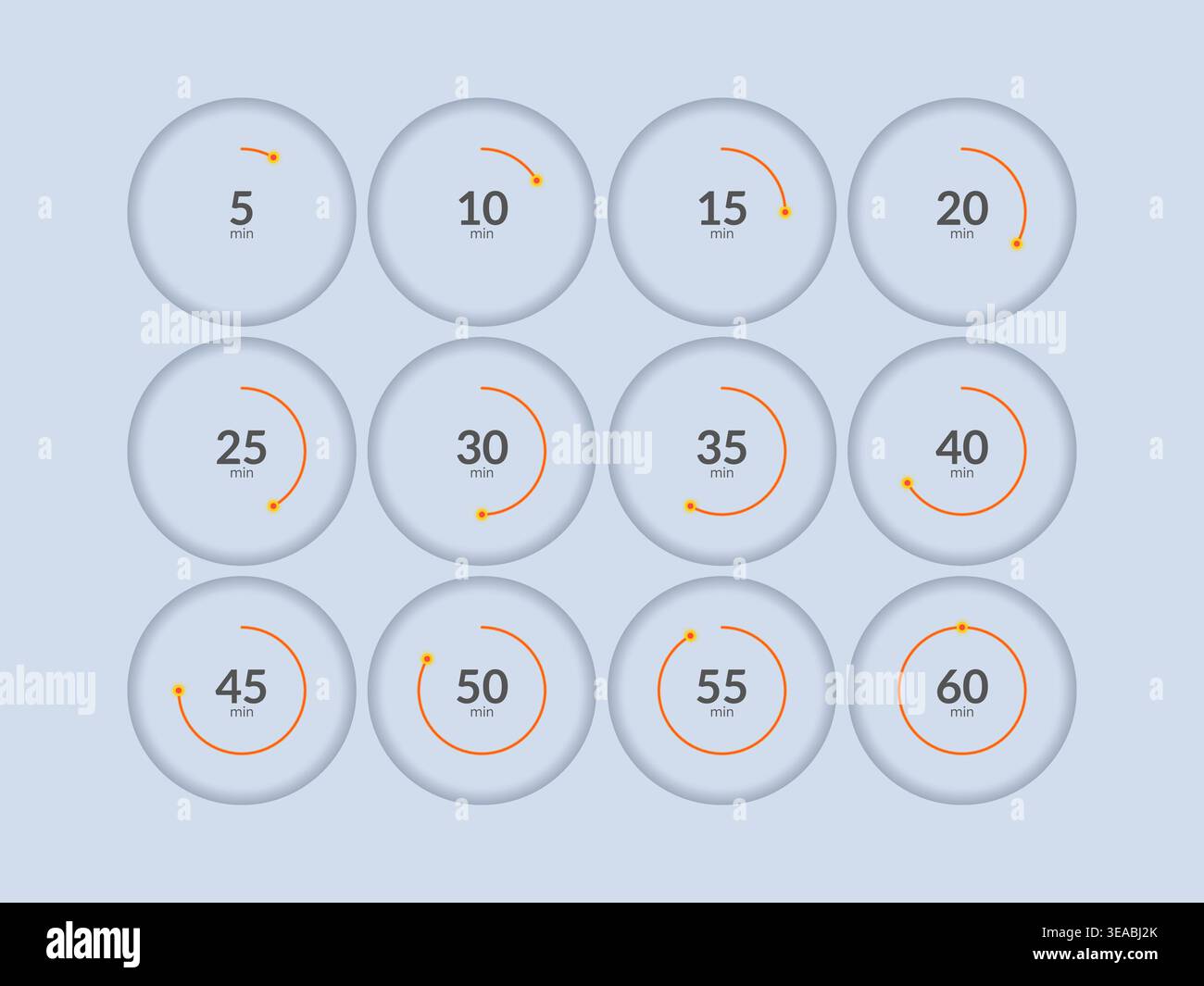 Orbit minimal circular countdown timer set Stock Vector