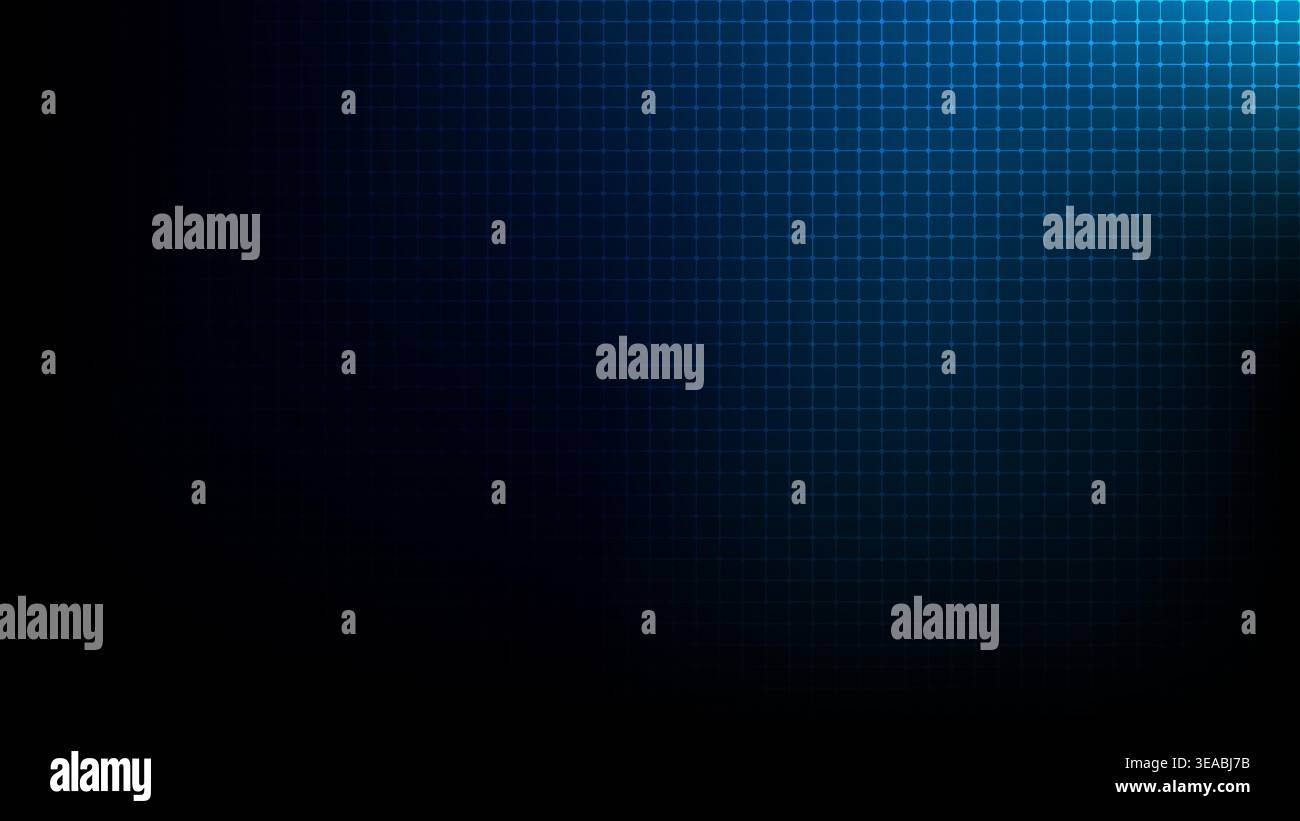 sleek high tech background dark blue gradient glowing light source illuminates a digital grid with connected nodes, modern global data network infrast Stock Vector