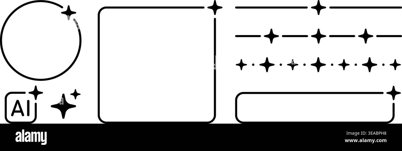 AI icons, frames, borders and dividers set. Artificial intelligence ...