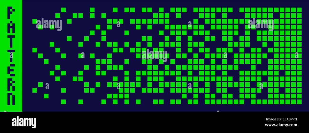 Pixel art green rectangular disappear pattern. Stock Vector
