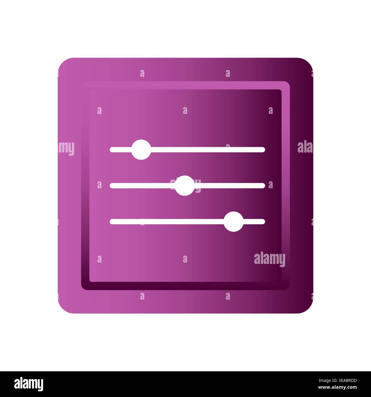 Vector user interface button. Modern gradient settings icon. Purple control slider element. Stock Vector