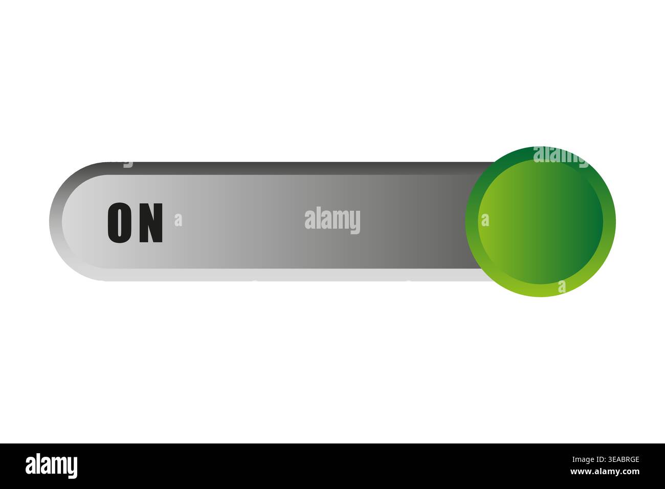 Vector toggle switch icon. Green ON button element. Modern user interface design. Stock Vector