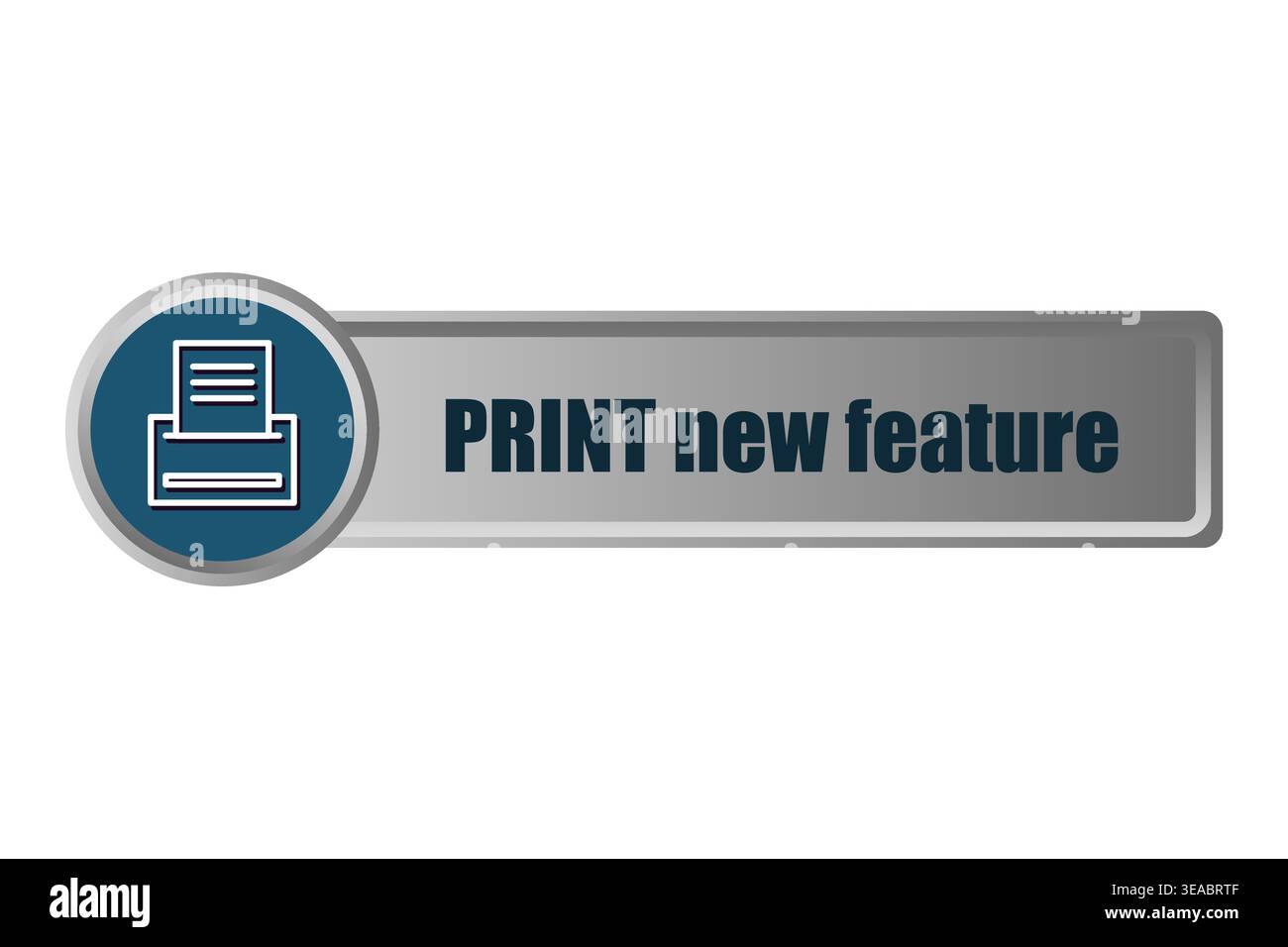 Vector interface button. Printer icon graphic. PRINT new feature text element. Stock Vector