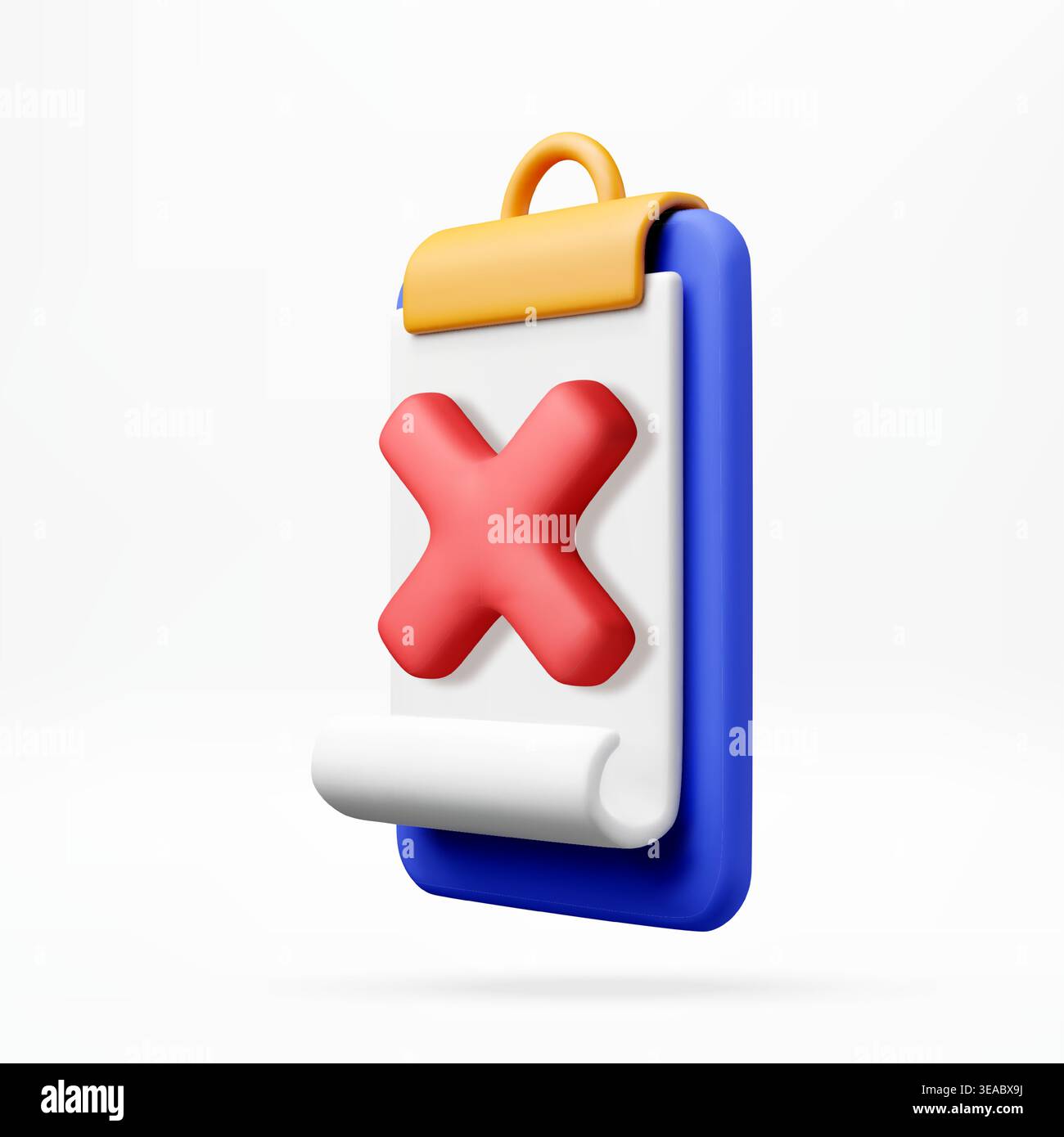 3D Clipboard with red cross icon. Stock Vector