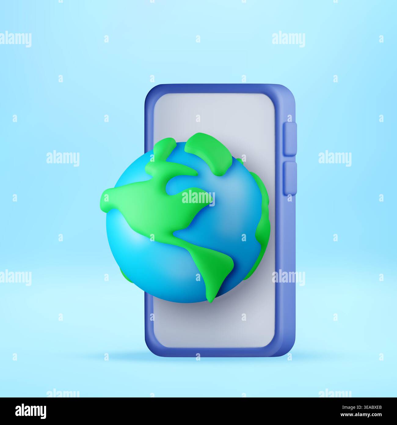 3D smartphone with a world globe Stock Vector