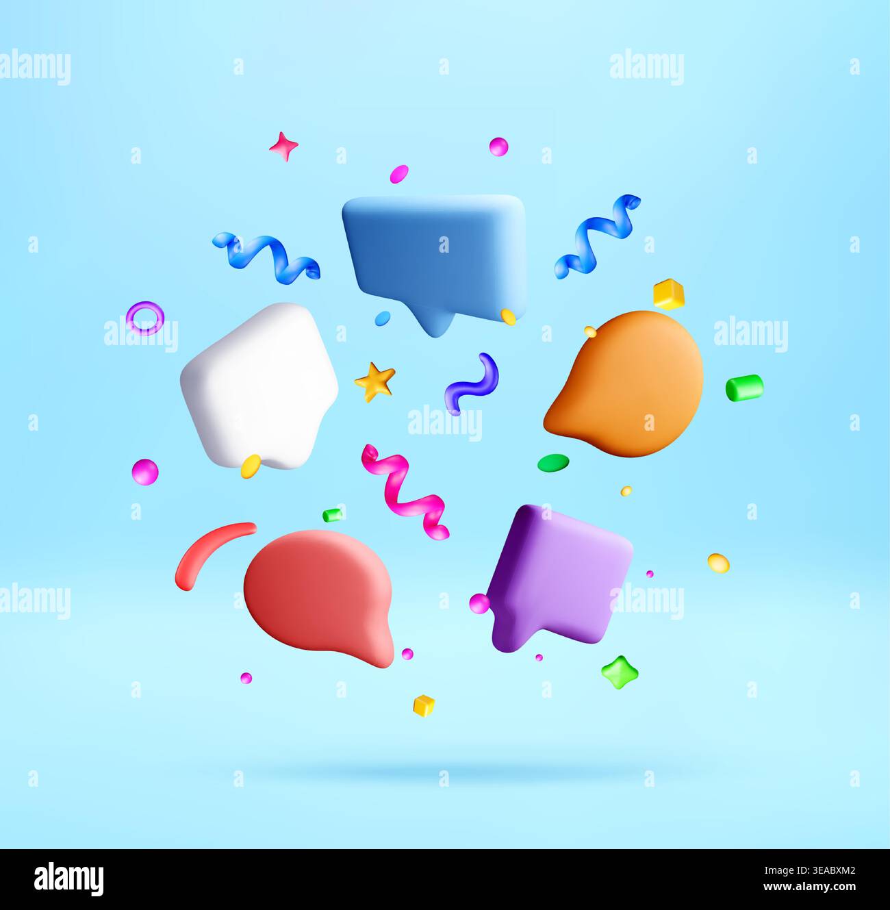 3d speech bubbles with decorative confetti Stock Vector