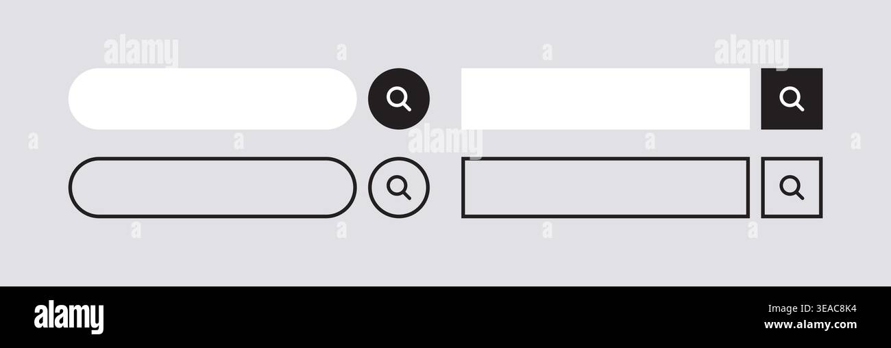 Minimalist Search Bar Web UI Elements Set. Vector Illustration Stock Vector