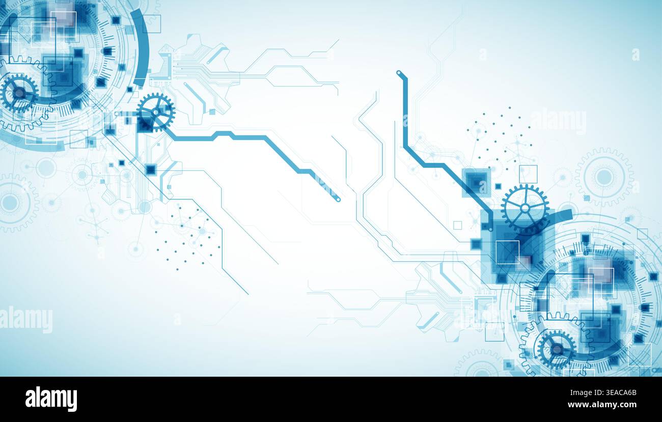 Abstract  technological background  with cogwheels and plexus effect. Vector Stock Vector