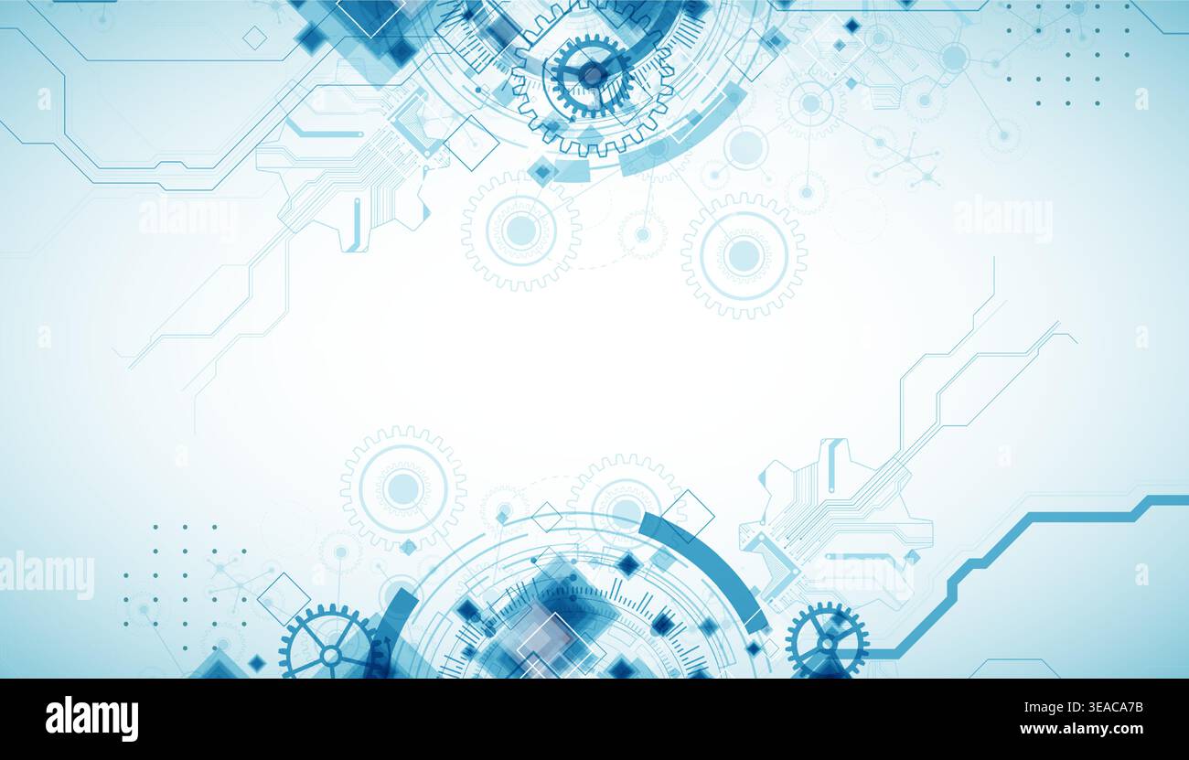 Abstract  technological background  with cogwheels and plexus effect. Vector Stock Vector