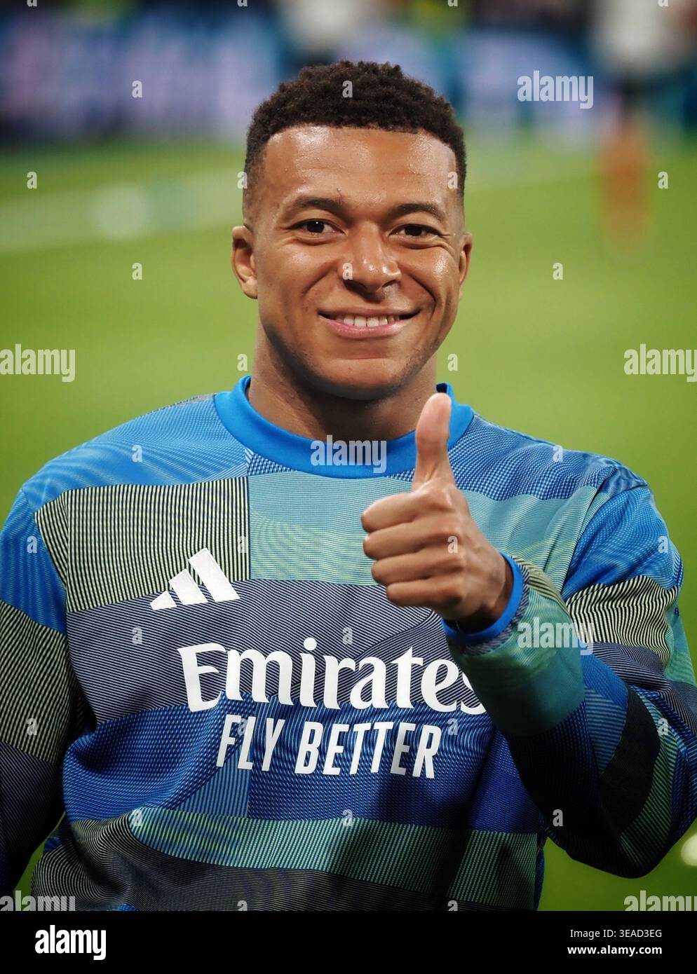 Kylian Mbappe gestures to the camera Stock Photo - Alamy