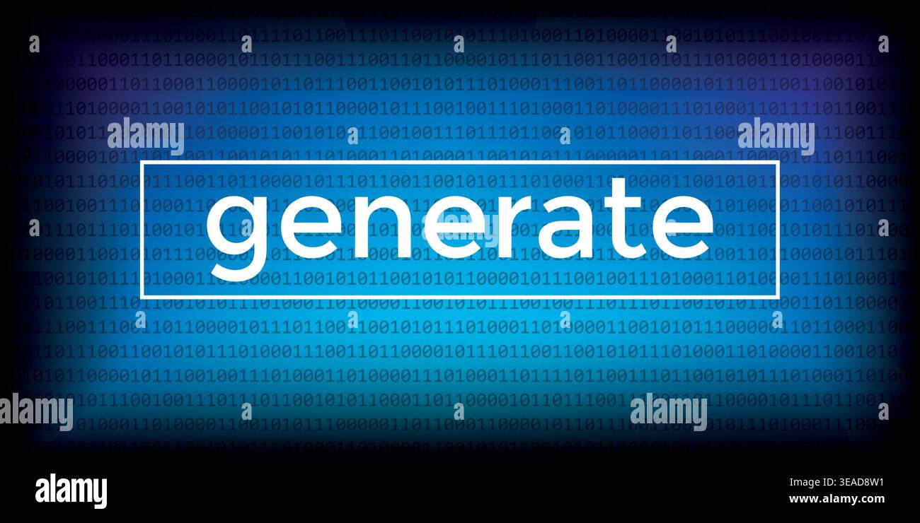 generated text on digital futuristic ai background with binary code vector illustration Stock Vector