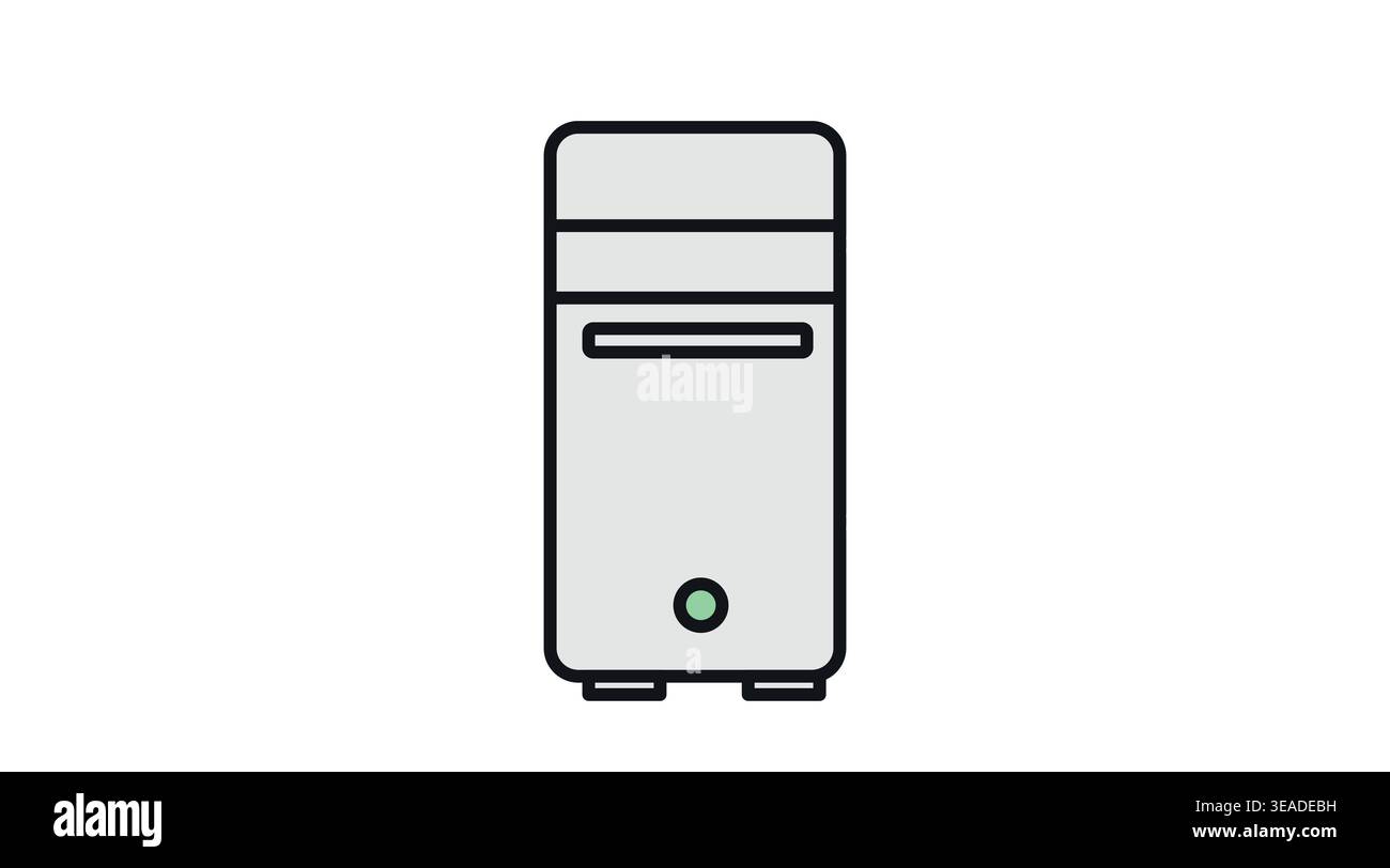Modern computer tower icon: desktop PC case Stock Vector
