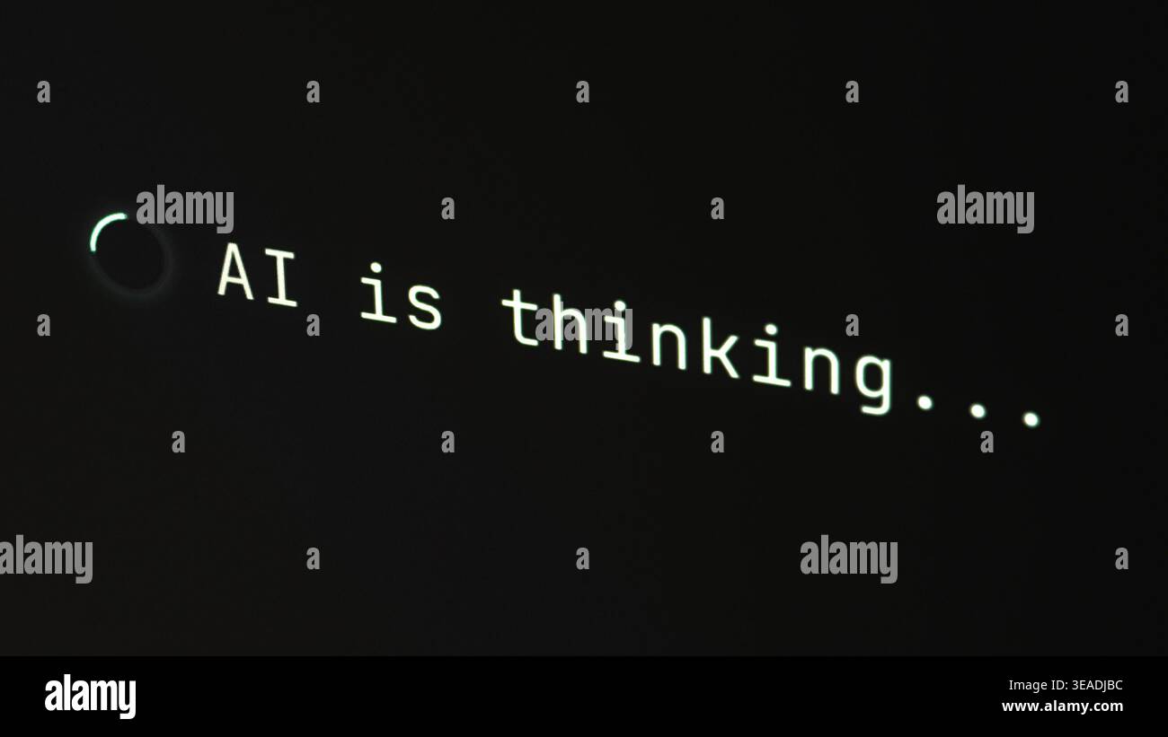 Artificial intelligence processing data and generating answer. Stock Photo