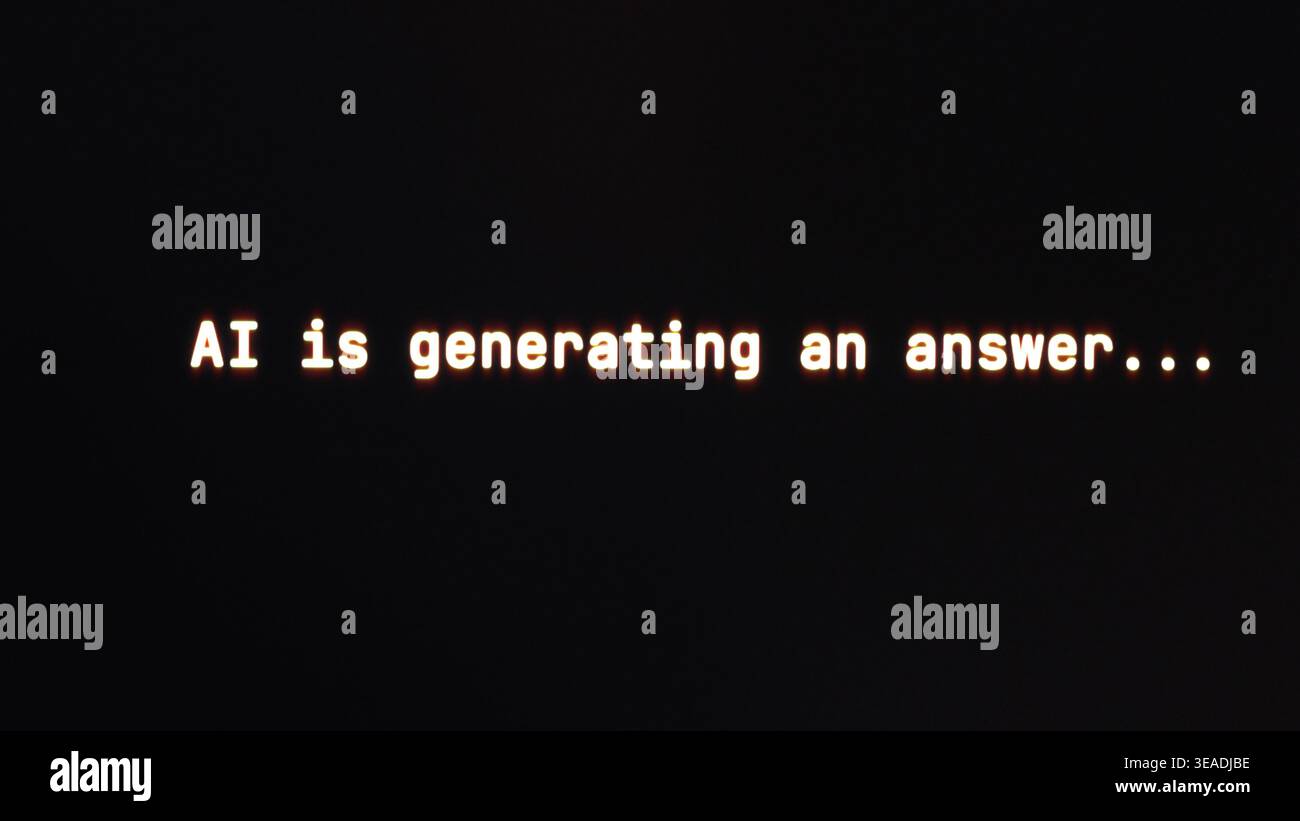 Artificial intelligence processing data and generating answer. Stock Photo