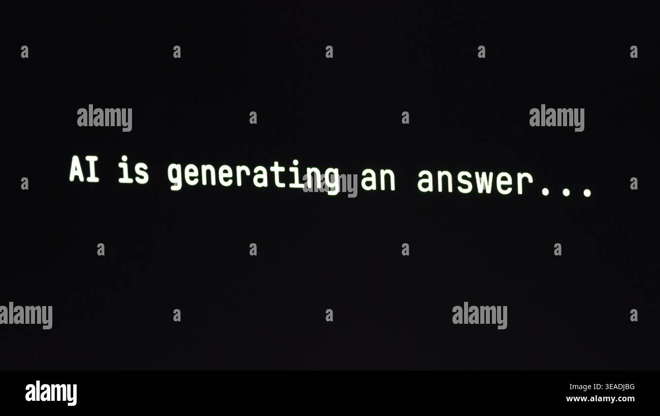 Artificial intelligence processing data and generating answer. Stock Photo