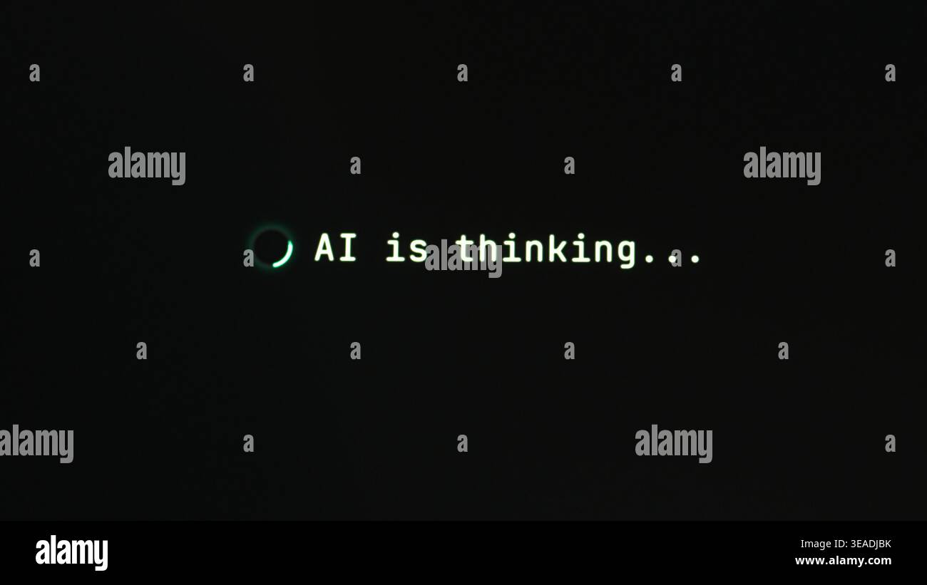 Artificial intelligence processing data and generating answer. Stock Photo