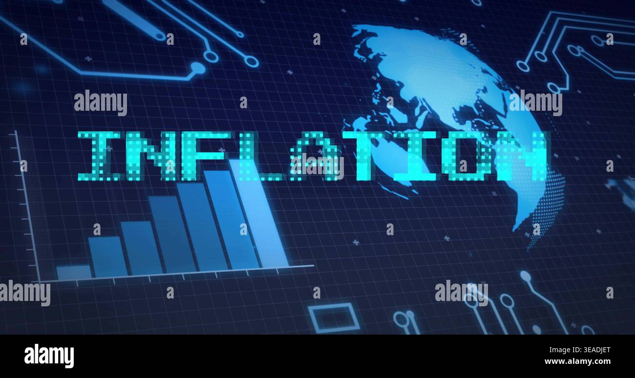Displaying pixelated neon INFLATION glowing on dashboard, showing ...