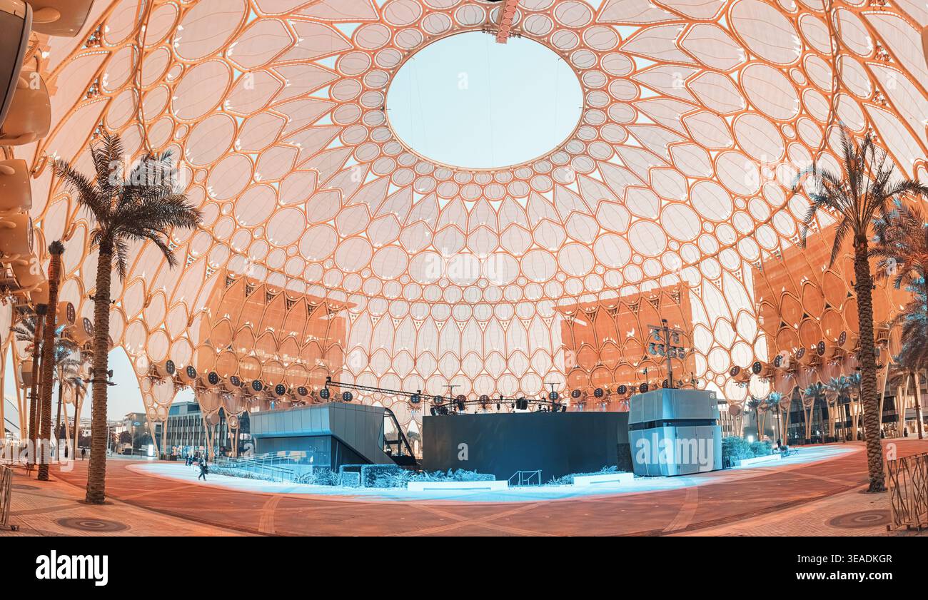 13 January 2026, Dubai Expo City, UAE: Al Wasl Plaza dome featuring ...