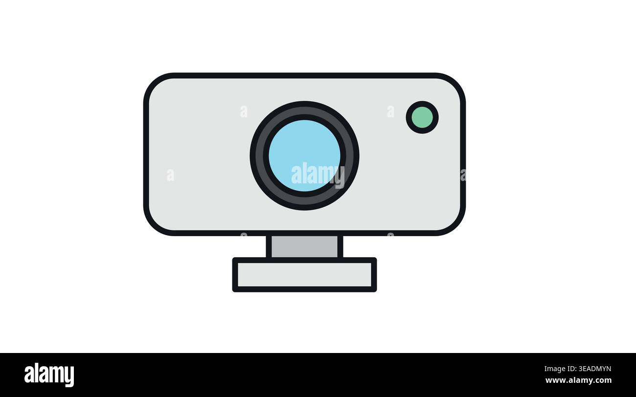 Modern webcam icon: digital computer camera for video calls Stock Vector
