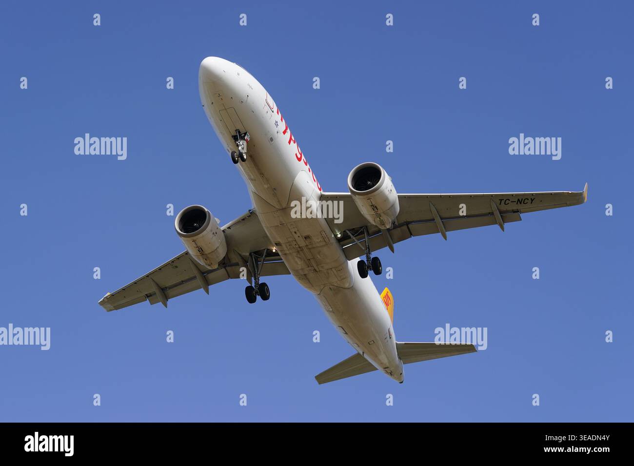 ISTANBUL, TURKIYE - FEBRUARY 15, 2026: Pegasus Airlines Airbus A320-251N (10465) landing to Istanbul Sabiha Gokcen Airport Stock Photo