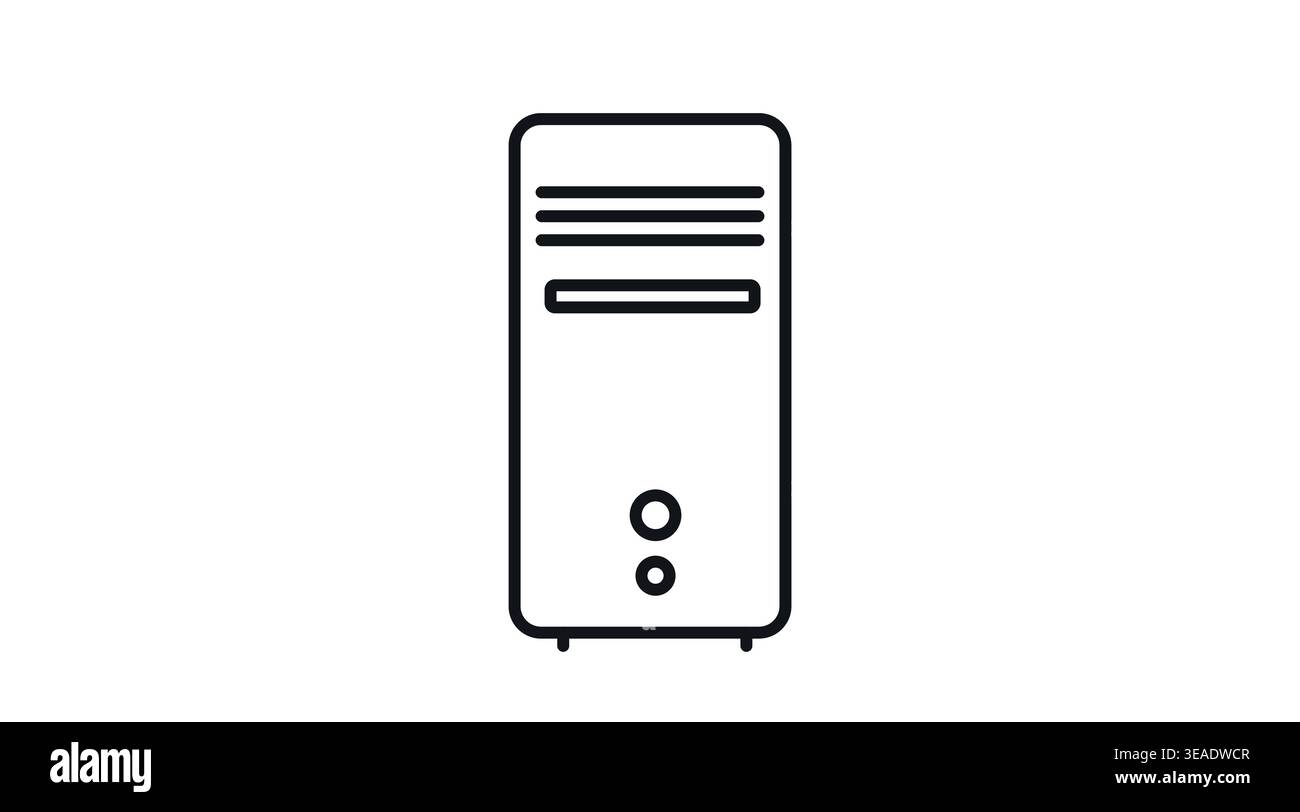 Minimalist computer tower icon: desktop PC case unit Stock Vector