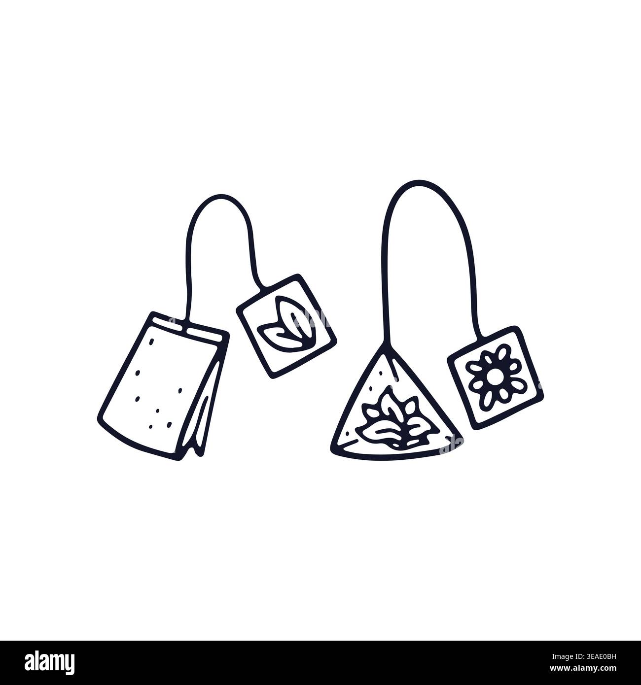 Hand drawn doodle tea bag with string icons vector illustration Stock Vector