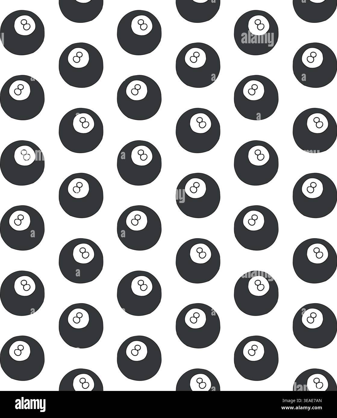 Vector seamless pattern of hand drawn 8 ball Stock Vector