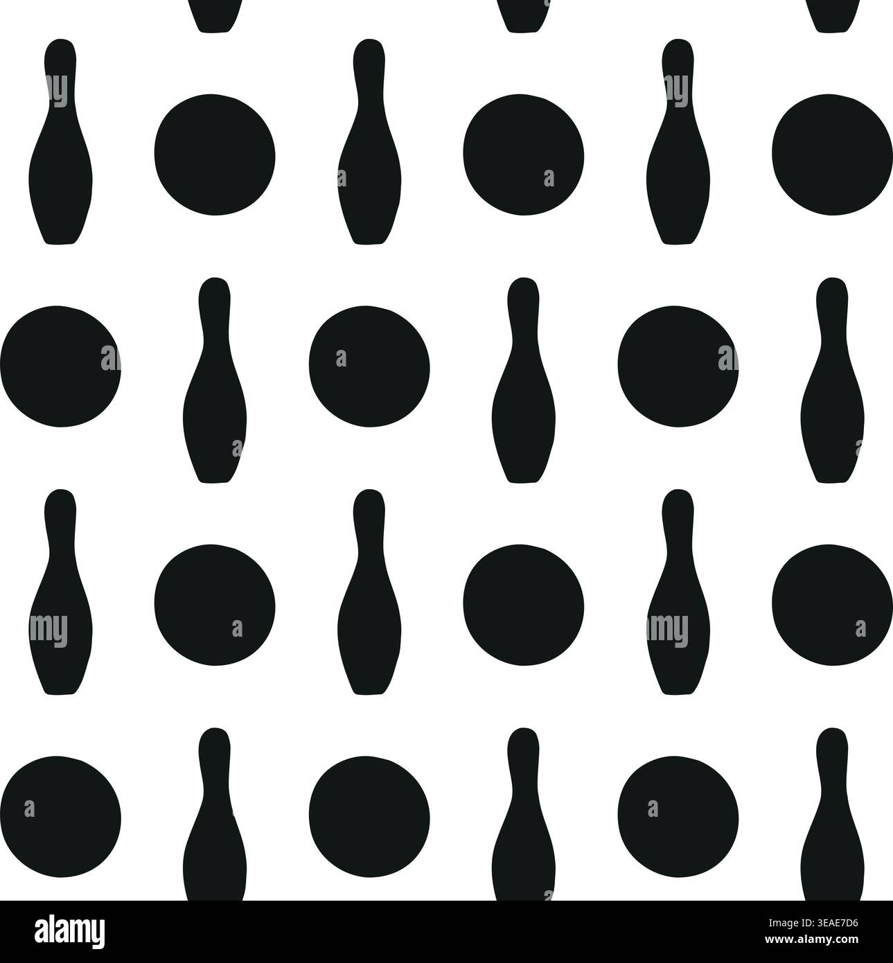 Vector seamless pattern of hand drawn bowling Stock Vector