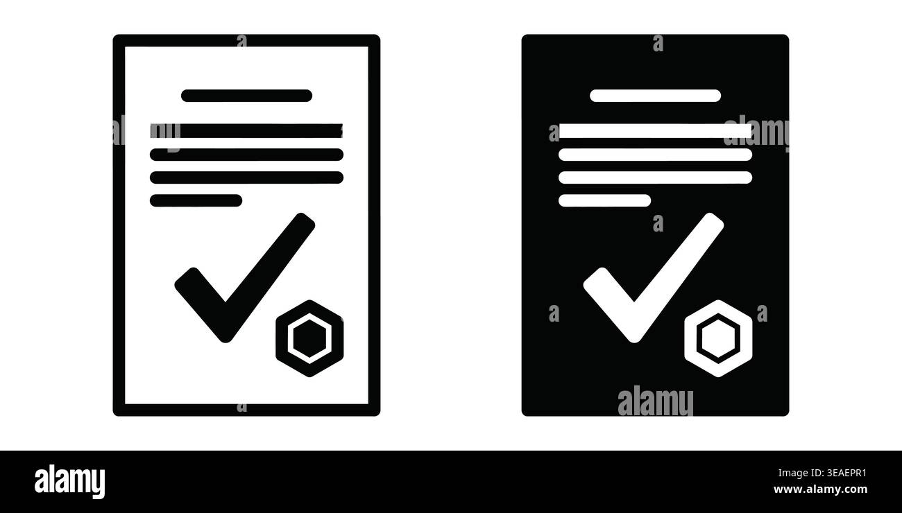 Visual Representation Of Approved Document With Both Light And Dark Background Variations Vector Checkmark Icons Stock Vector