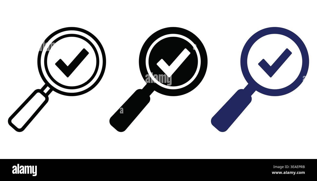 Visual Representation Of Verification And Approval Using Magnifying Glasses With Checkmarks Vector Checkmark Icons Stock Vector