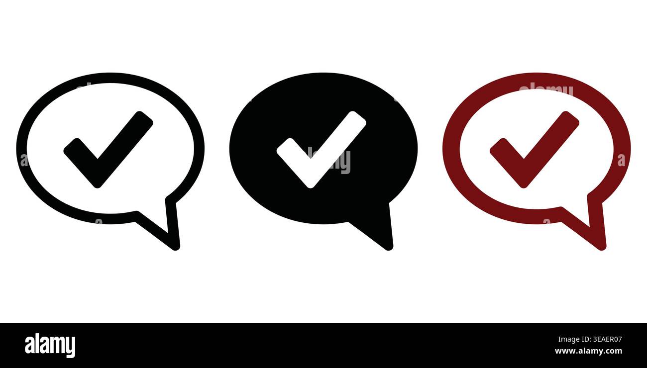 Visual Representation of Approval and Confirmation Using Speech Bubbles with Check Marks Vector Checkmark Icons Stock Vector
