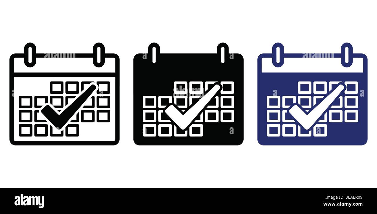 Visual Representation Of Task Completion And Calendar Management Using Checked Dates Vector Checkmark Icons Stock Vector