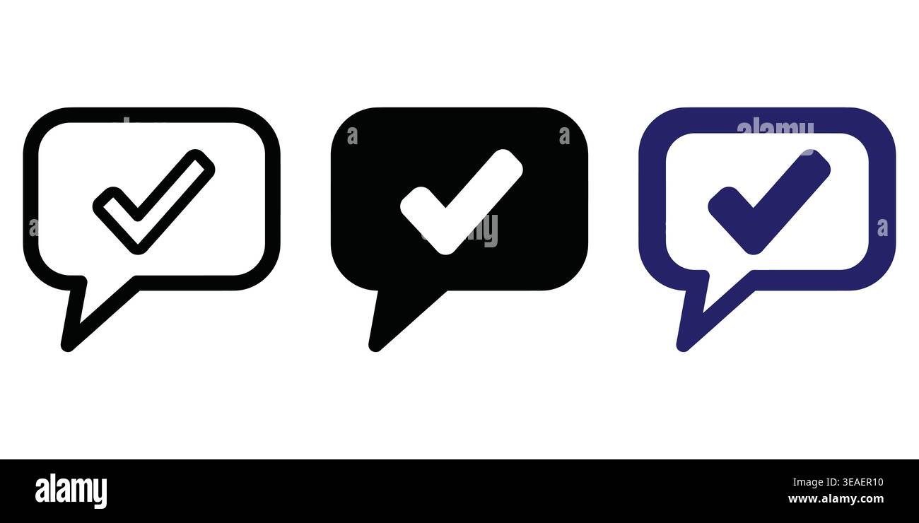 Visual Representation Of Approval And Verification Using Speech Bubbles With Different Design Styles Vector Checkmark Icons Stock Vector