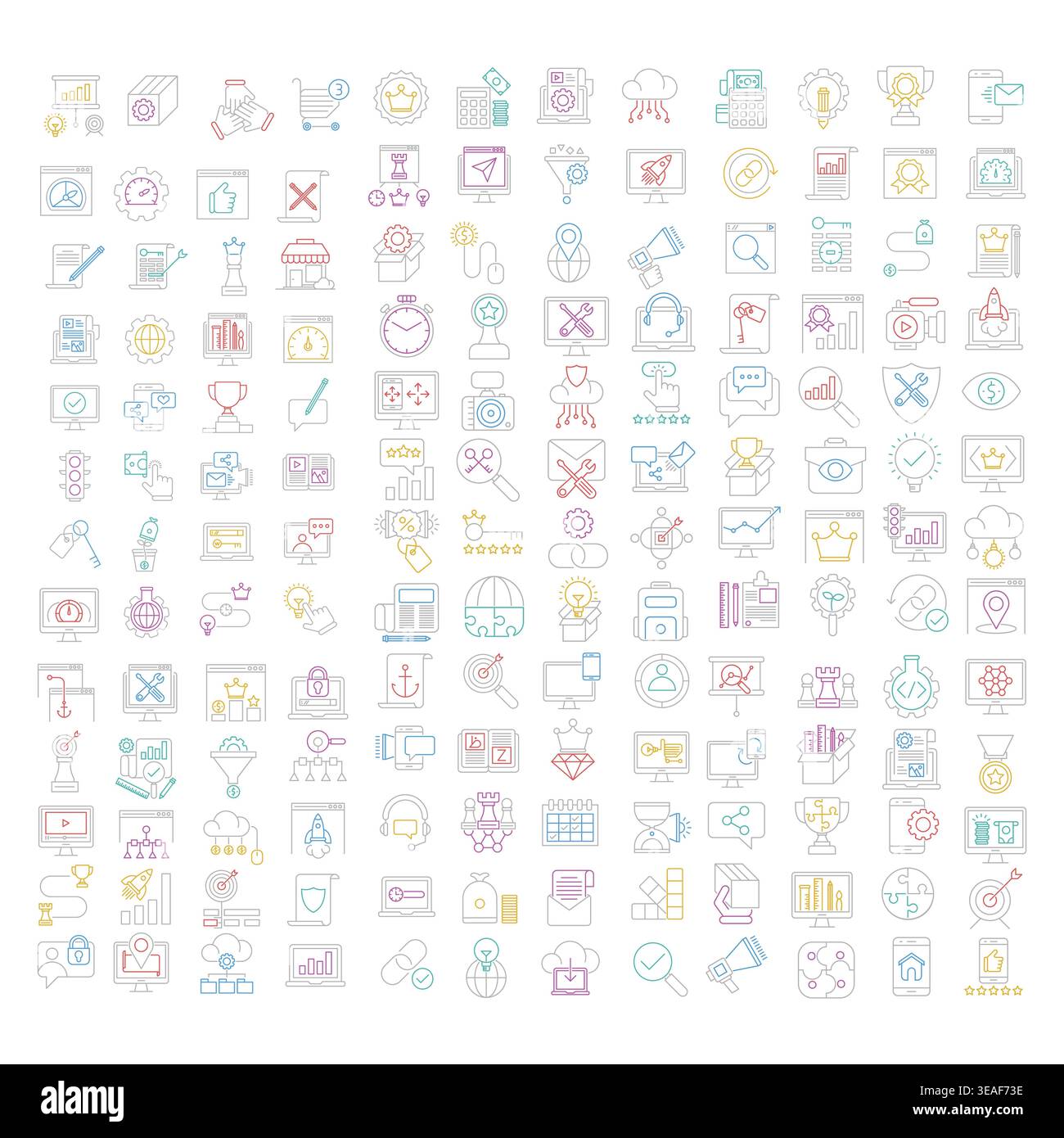Search Engine Optimization and Digital Marketing Web Icons Stock Vector