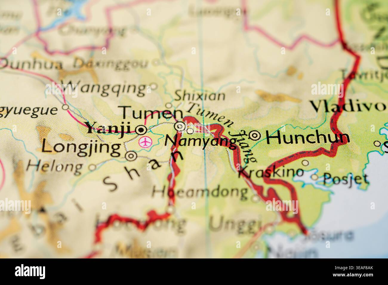 Yanji Map Closeup political map showing Hunchun and Yanji Stock Photo - Alamy