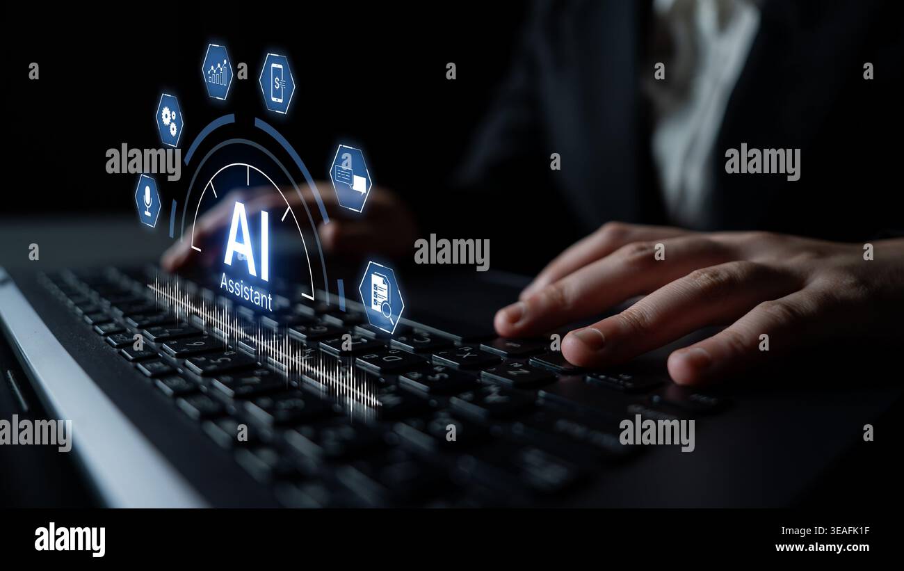 Digital AI assistant interface with task flow, voice, automation and ...